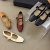 Туфли Мэри Джейн с плоским дном и квадратным носом, женская обувь, весна и осень 2025, новая французская юбка, однотонные туфли для вечернего ветра