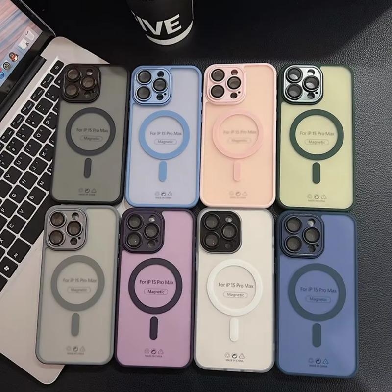 Роскошная защитная пленка для объектива из стекла, магнитный чехол для iPhone 16 15 14 Plus 11 12 13 Pro Max 16Pro 15Pro Max, полупрозрачная матовая крышка