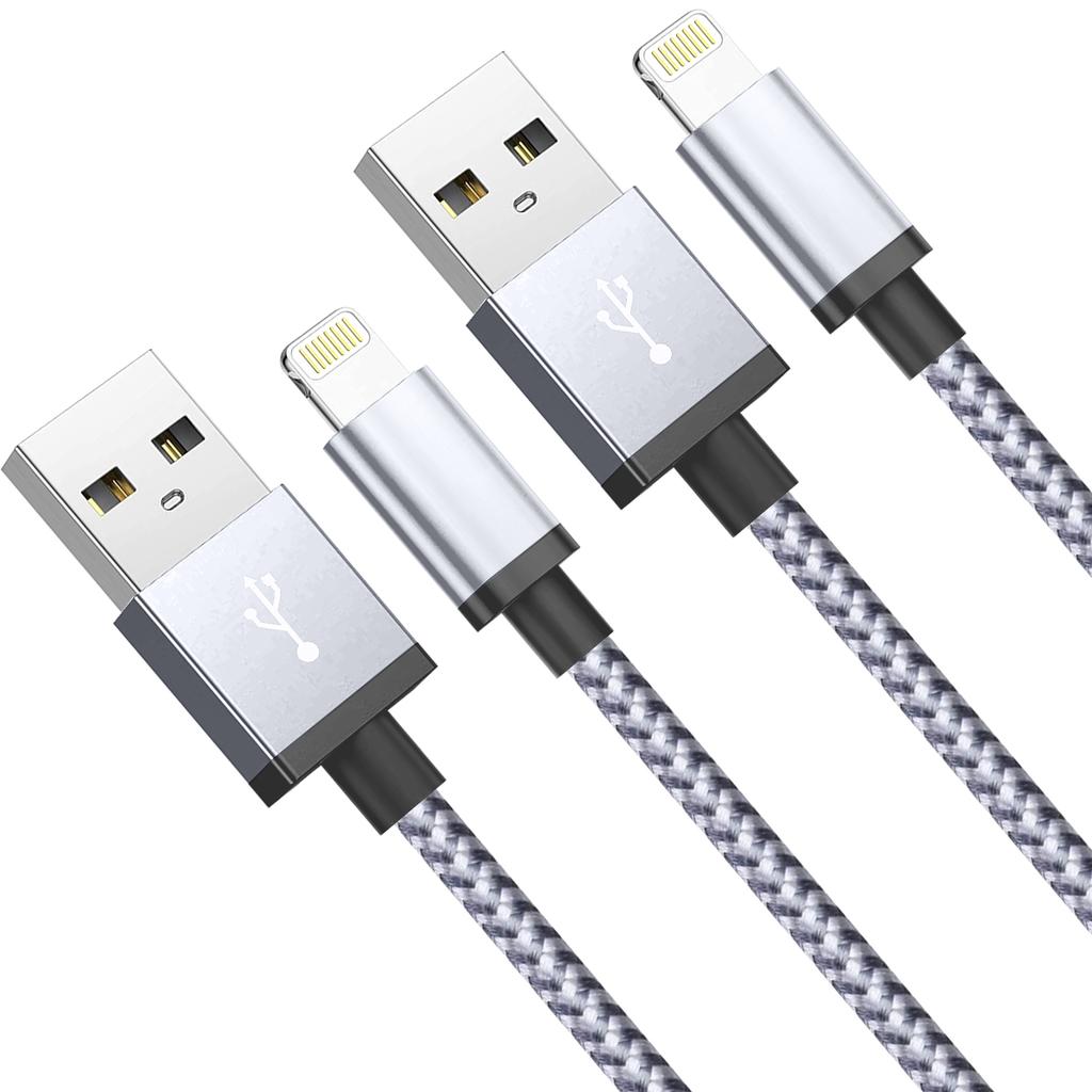 2 шт. сверхдлинный USB-кабель для быстрой зарядки iPhone 14, 8, 7 Plus, 13, 12, 11 Pro Max, XS, XR, 3A, USB-кабель для зарядки, плетеный провод