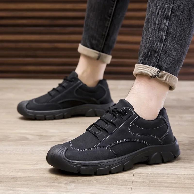 Fashion Men's Sneakers Outdoor Non Slip Hiking Shoes for Men Comfortable Lace Up Casual Shoes Platform Durable Men Working Shoes