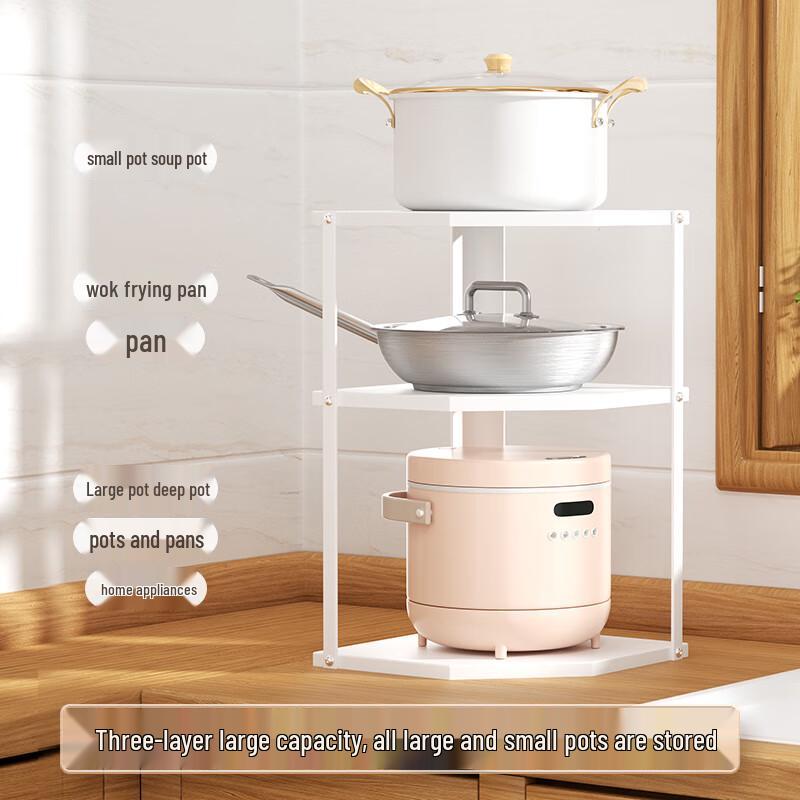 Corner Kitchen Pot Rack Storage Shelf