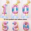 Gradient 100 Days Birthday Balloon Column Aisle Markers with Large 32-inch Number Balloons for Party Decoration