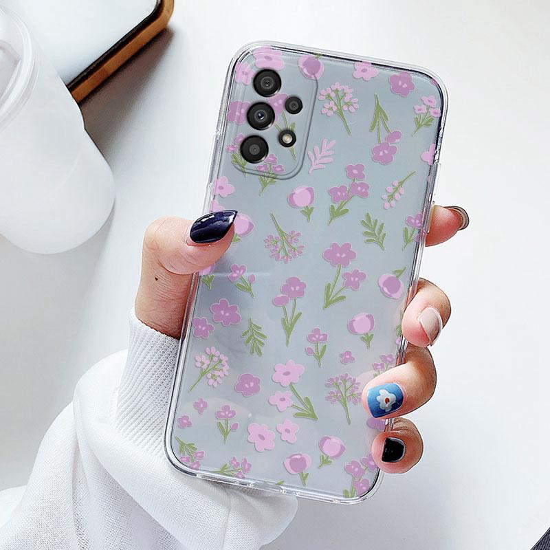 Чехол для телефона Samsung A53 5G A33 Цветочный силиконовый чехол для Samsung Galaxy A73 Fundas Coque Прозрачный мягкий Capas Цветочный ТПУ