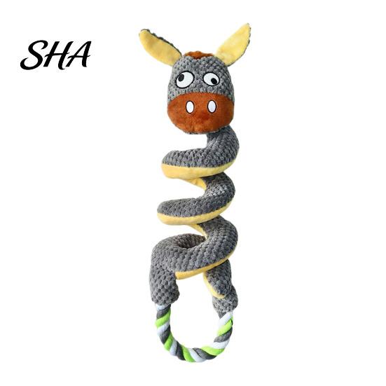 Long Structure Tug Toys Squeaky Dog Toy with Pull Rope, Plush of War Toy, High Density Spiral Animal Interactive for Small Medium Large Dogs