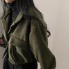 Short Solid Pockets Jackets Coats Women Korean Style Stand Collar Jacket Coat Casual Comfortable Loose Wool Autumn Winter