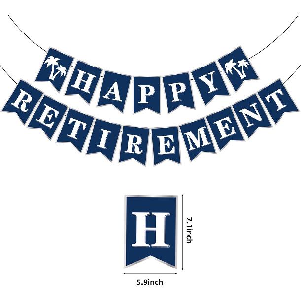 Happy Retirement Party Decorations - Retirement Banner Hanging Swirls Kit for Men Women (Blue)