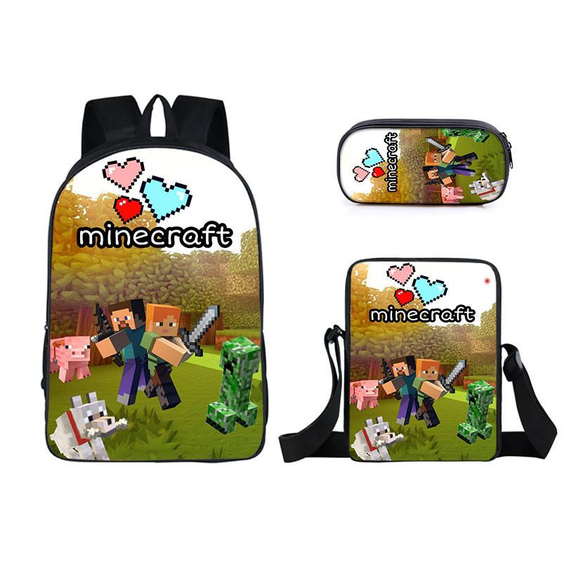 Minecraft Cartoon Game Character Printed Children Large Backpack Capacity