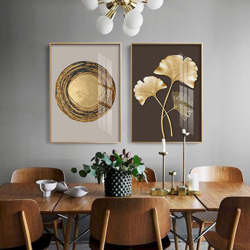 Abstract Modern Murals, Including Gold Foil, Gold Rings, Canvas, Printed Posters, Living Room Wall Panels, and Home Decor