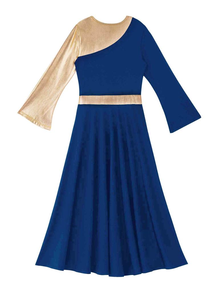 Детское литургическое танцевальное платье для девочек с расклешенным низом и длинными рукавами, лирические платья, костюм для поклонения, церковь