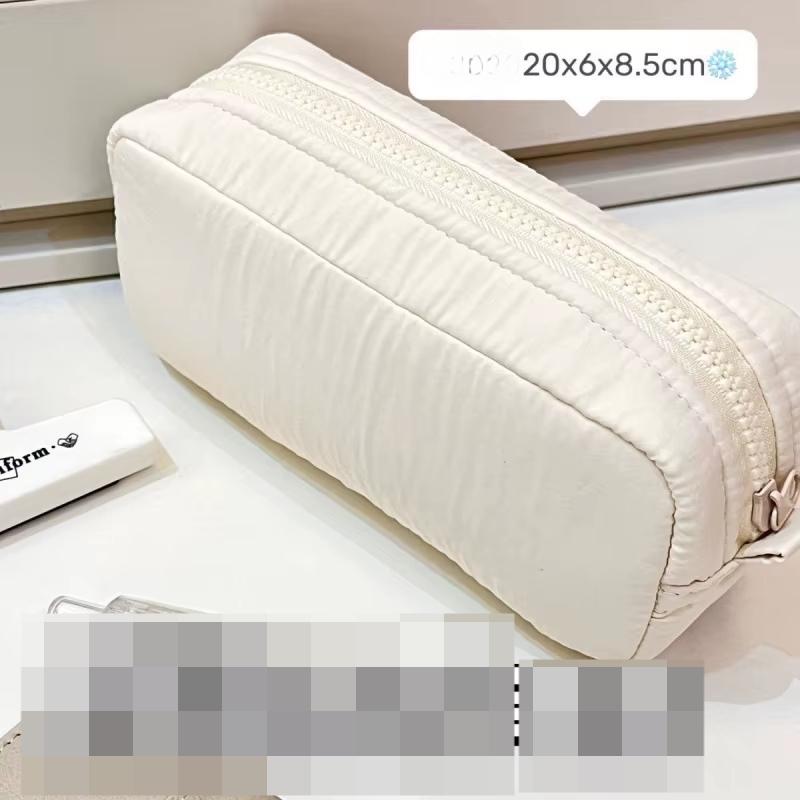 Simplicity Solid Color Pen Bag Zipper Design Portable Pencil Case Large Capacity Stationery Bag Gift Back To School