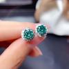 PT950 Plated Eight Hearts Eight Arrows Blue-Green Moissanite Stud Earrings for Women – Internet Celebrity Jewelry