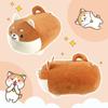 JEMA Body Pillow Dog Animal Cushion Stuffed Toy Chewy Fluffy Soft Cute Gift Brown Length 50cm Approx.