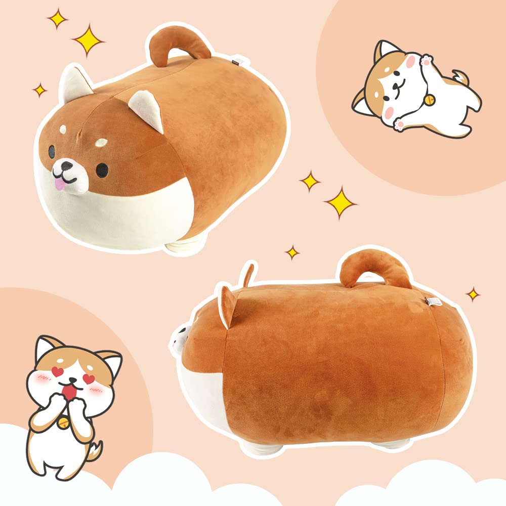 JEMA Body Pillow Dog Animal Cushion Stuffed Toy Chewy Fluffy Soft Cute Gift Brown Length 50cm Approx.