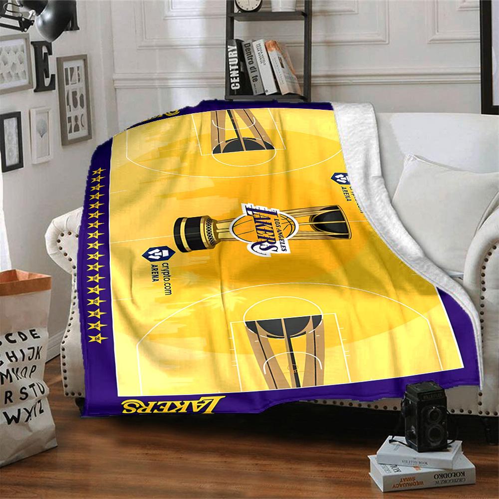 1pc Basketball Lakers Flannel Blanket, Soft Skin Friendly with Digital Printing, Various Sizes Available for Family, Friends, Birthday