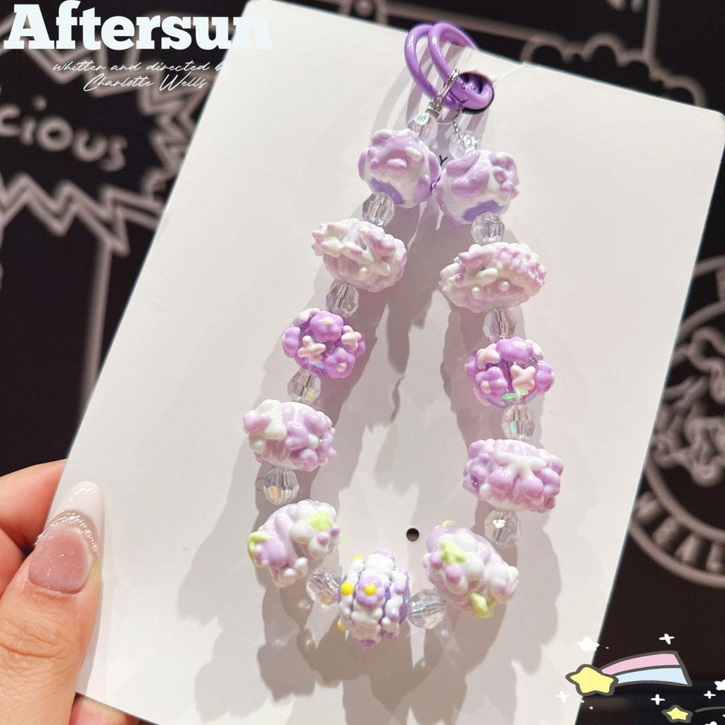 Расписанный вручную бисерный шнурок для телефона и брелок-шарм