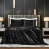 Summer Luxury Satin Silk-like Bed Sheet Set (Flat Sheet + Fitted Sheet + Pillowcase) Solid Color Mattress Cover Twin Full Queen