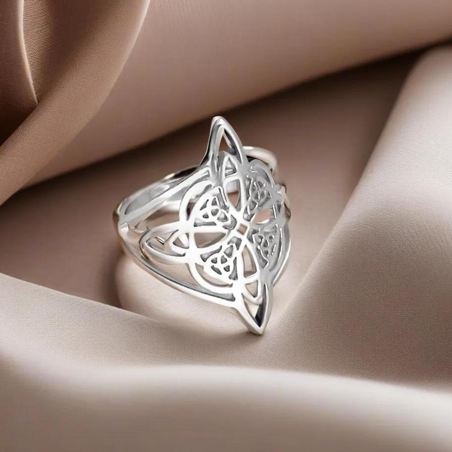 Кольцо с узлом ведьмы из нержавеющей стали для женщин Кольцо кельтского узла Трикетра Амулеты защиты от колдовства Ювелирные изделия