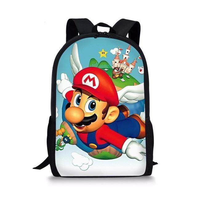 Double Super Mario Shoulder School Bag With Durable Material Pattern Playful