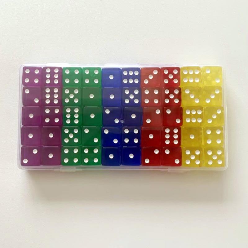 16mm Transparent Square Corner Number Dice, 50-Piece Box, 1.6cm Acrylic Right-Angle Dice