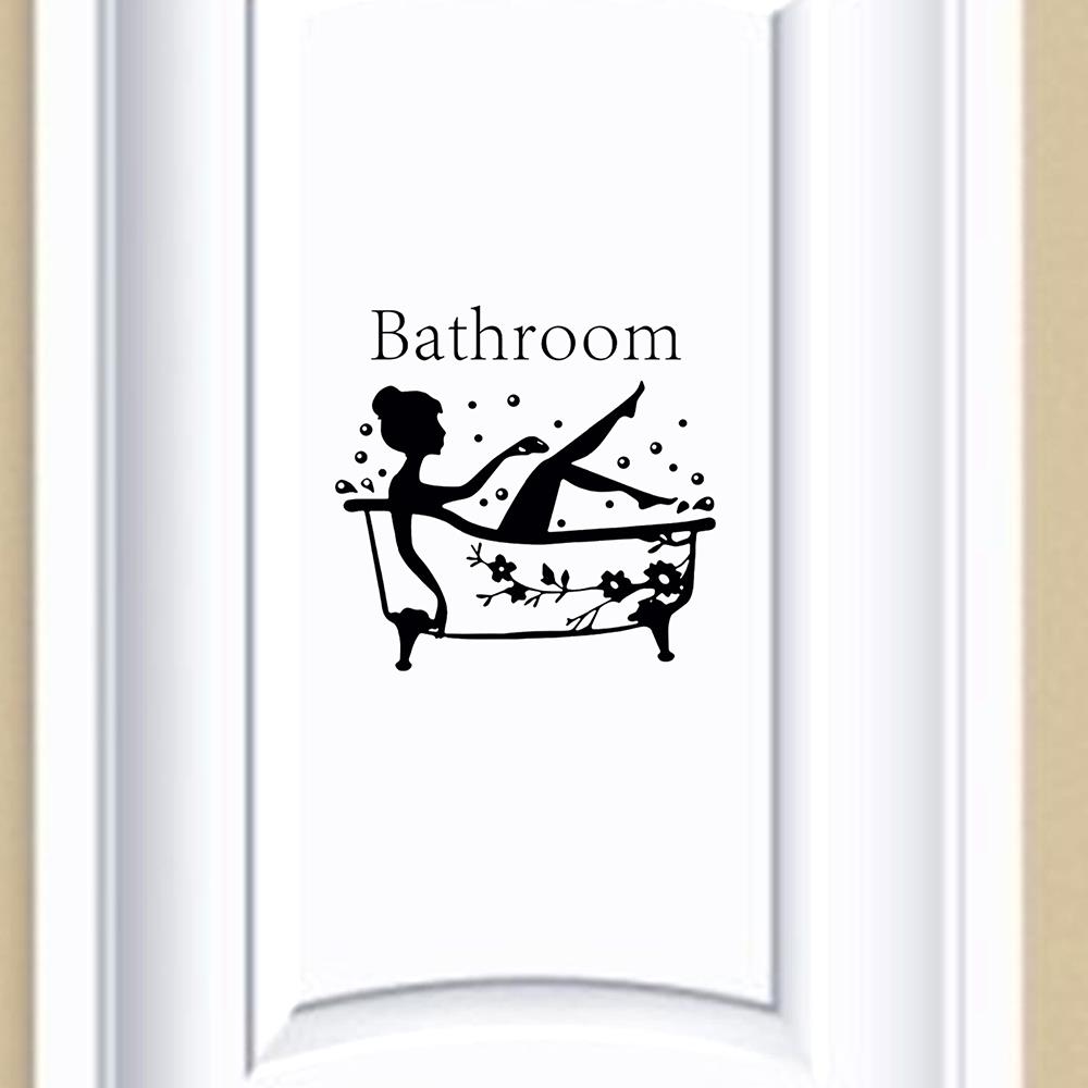 Wall Window Decor Stickers Removable Bathroom Art Decal Door Stickers Bath Time Vinyl Door Sticker Self Adhesive PVC Wall Decal
