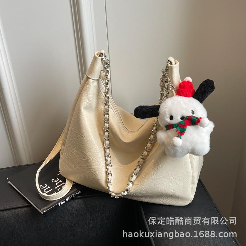 Сумка Женская 2025 Новая Модная Модная Сумка-Тоут для Поездок Универсальная Повседневная Большая Вместимость Подмышечная Сумка Сумка-Кроссбоди на Цепочке