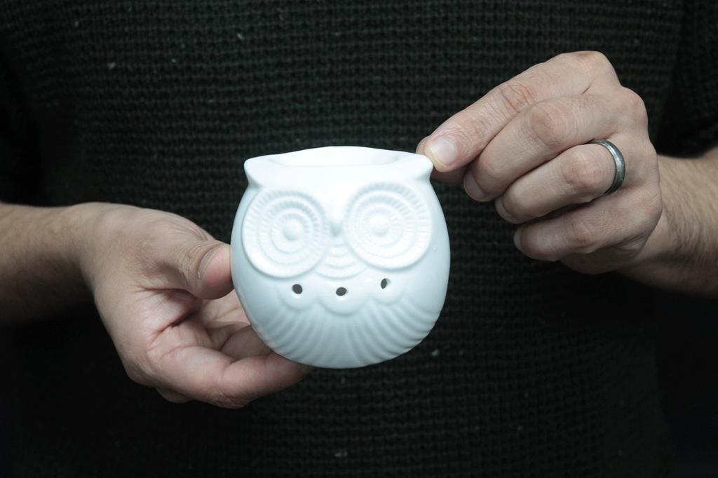 Oil Burner Ceramic White Owl For Wax Melts