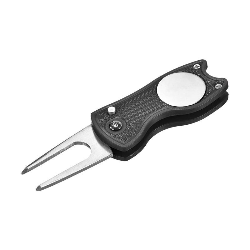 Golf Divot Repair Tool Foldable Metal Golf Green Divot Tool with Magnetic Ball Marker 5
