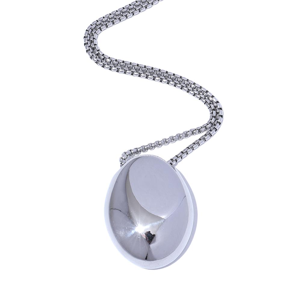 Yhpup 70cm Minimalist Long Unisex Sweater Chain Jewelry 316l Stainless Steel Oval Pendant Necklace for Men Women Waterproof
