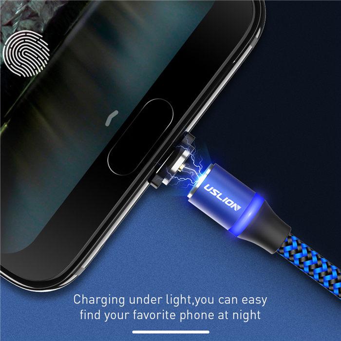 1M 3 In 1 Magnetic Cable For iPhone X Samsung Lighting Nylon Braided Micro USB Type C Magnet Cable