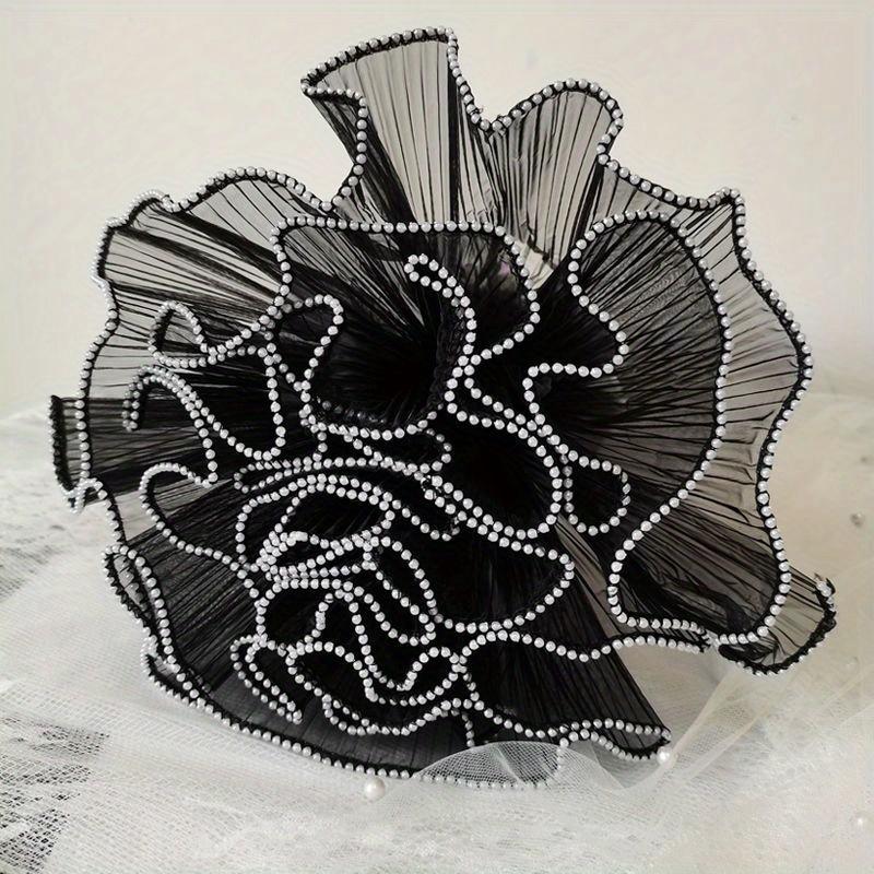 1pc 28cm*4 Yards Pearl Wavy Veil Flower Packaging Lace Bouquet DIY Baking Cake Decoration Flower Packaging Materials