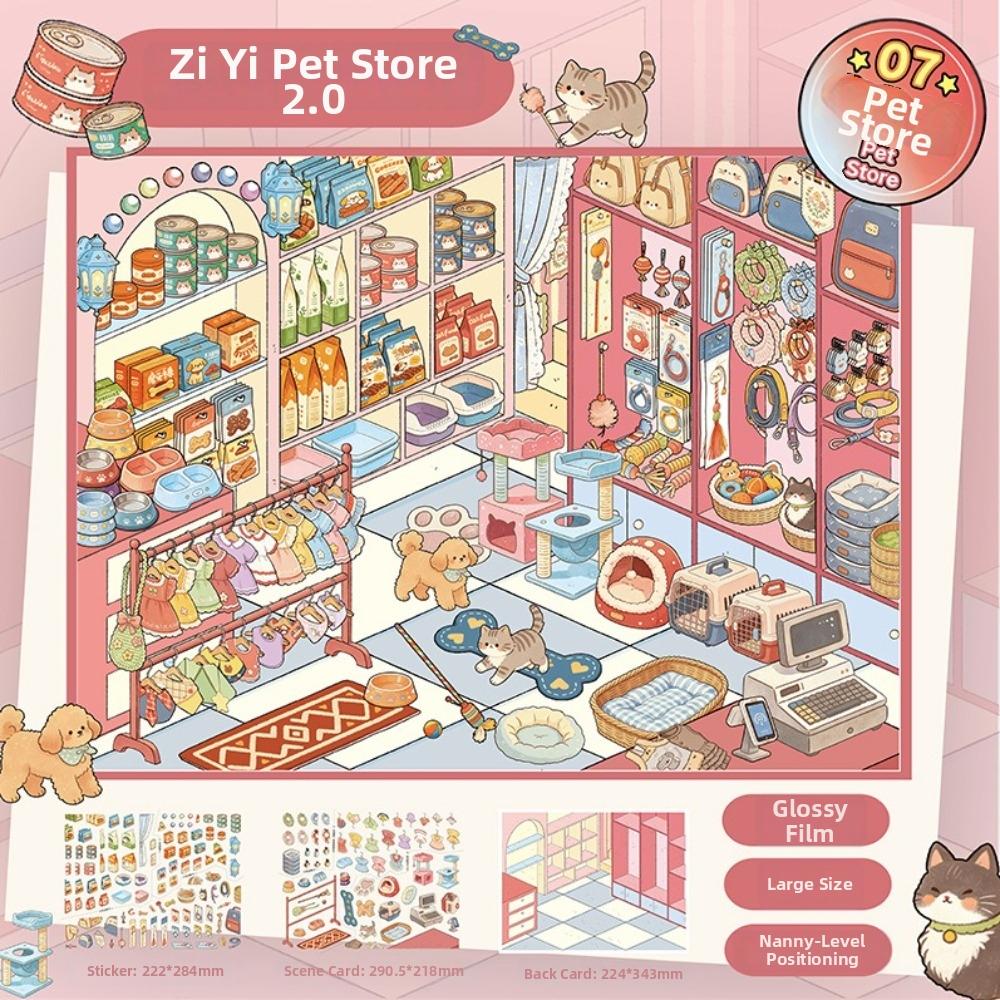 Large Size Miniatures Scene Stickers PET Die Cut Stacking Stickers Children Gifts