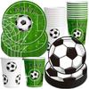 25 World Cup Football Birthday Party Tableware, Champions League Football Paper Cups, Plates, Knives, Forks And Spoons