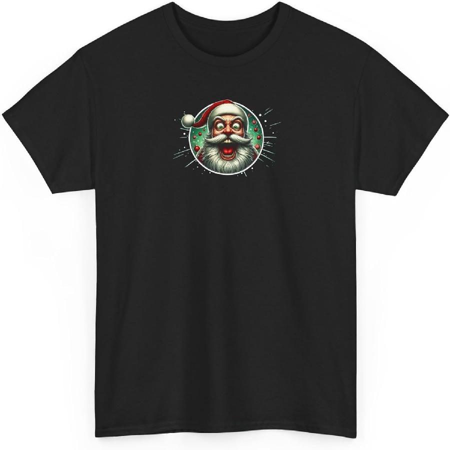 HQ - Unisex - T-Shirt - Santa Claus - Intense, Wild Illustration of a Santa Claus Figure with Intense Expression