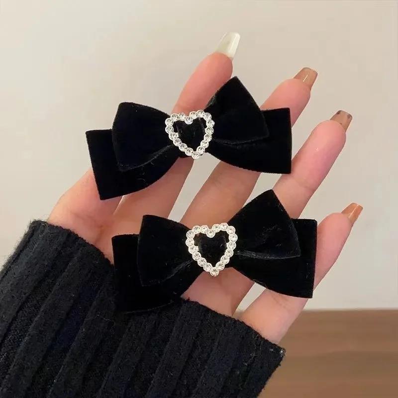 2 шт./компл. Простота принцессы бант заколка для волос для девочки черный красный цвет милая модная заколка для волос кавайные заколки аксессуары для волос