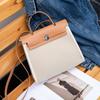 2025 New Canvas Linen Cowhide Versatile Retro Platinum Bag Shoulder Crossbody Portable Women's Bag Tote Bag