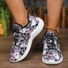 Новый узор с черепом и цветами Женские спортивные туфли Грязеустойчивые Прочные С круглым носком На шнуровке Кроссовки Дышащие Нескользящие Для улицы Путешествия