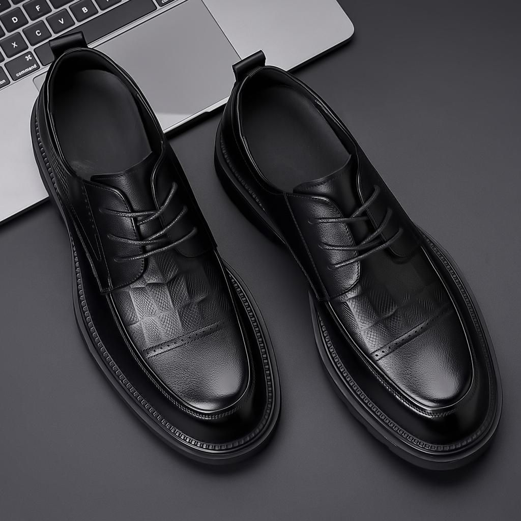Fashion Autumn Business Genuine Leather Shoes for Men Commuter Platform Lace-up Dress Shoes Male Fashion Casual Black Designer Shoe Man