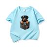 Kids Cotton T Shirt Bold Pocket Rottweiler Puppy Dog Pattern Print Crew Neck Short Sleeve Tee Casual Boys Girls Summer Tops