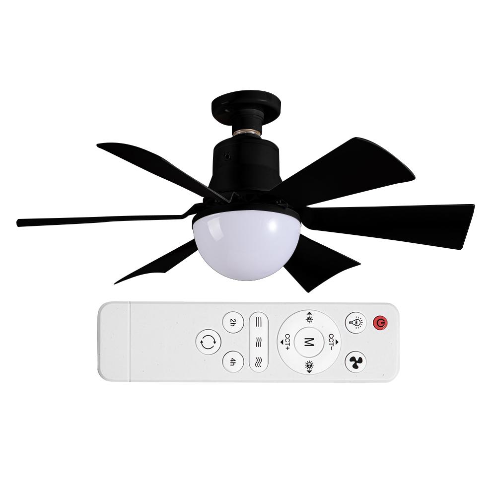 Ceiling Fan Light with Remote Socket Ceiling Fan Timing Light Bulb Fan 3 Gear Wind Speed 6 Blades for Living Room Bedroom
