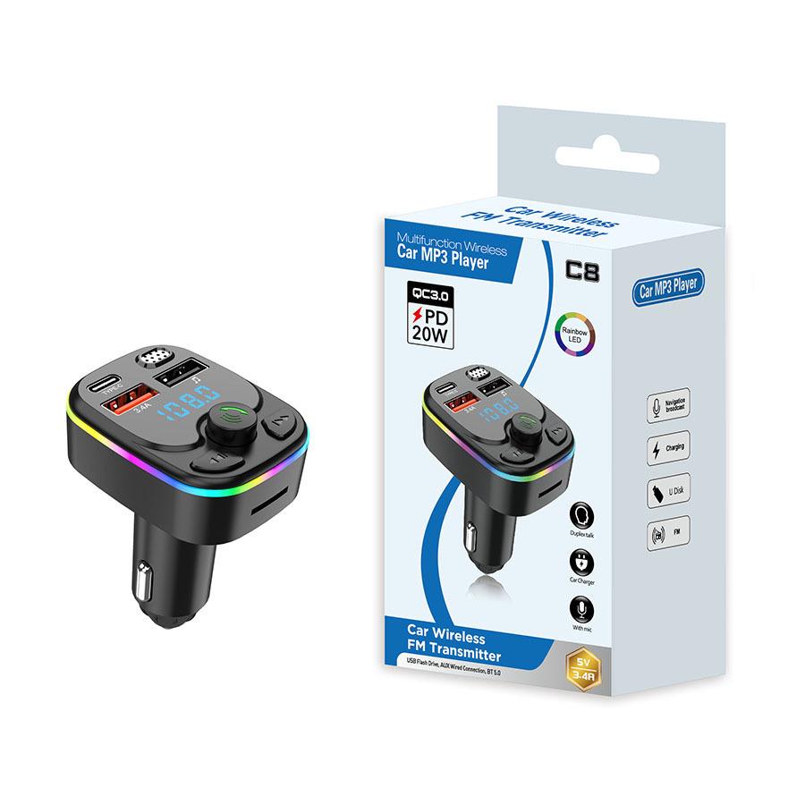 Автомобильный Bluetooth FM-передатчик с MP3, функцией громкой связи, слотом для карты и зарядным устройством 3A