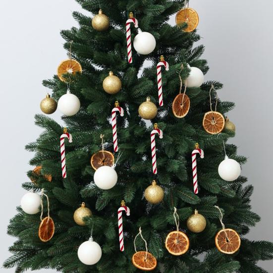 6 шт. Рождественские подвески-трости для оконной елки контрастного цвета с подвеской