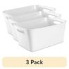 Набор из 3 больших контейнеров для хранения, пластиковые контейнеры с ручками, органайзер для шкафа, кухни, ванной комнаты, жилого пространства