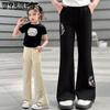 Girls' Ice Silk Pants Summer Flared Pants Children's Embroidered Casual Pants