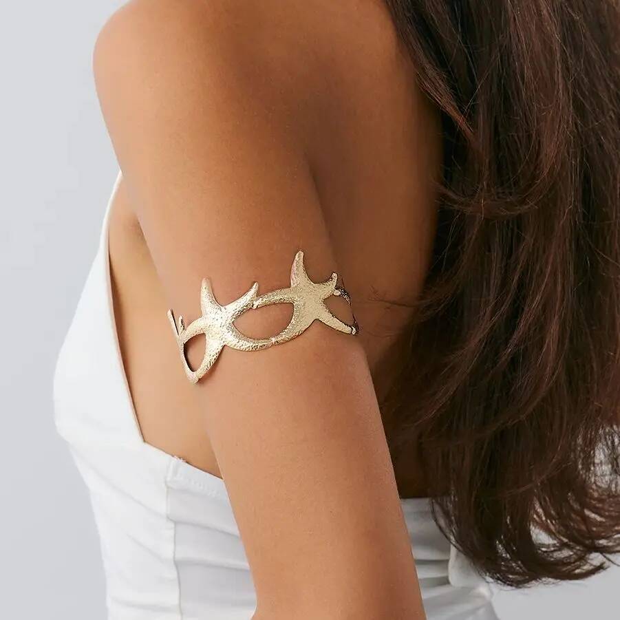 Ingemark Boho Vintage Starfish Open Upper Bangles for Women New Trend Goth Adjustable Charm Bracelets Summer Party Hand Jewelry