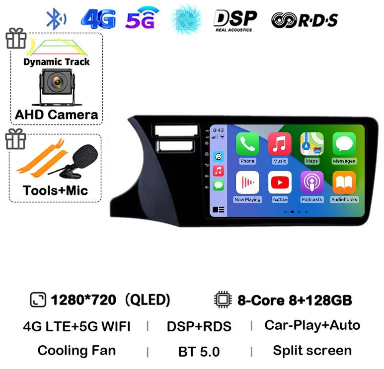 Android 14 Carplay Auto For Fit Honda City 2014 2015 2016 2017 Multimedia Stereo Car Radio DVD Video Player Navi Head Unit Audio