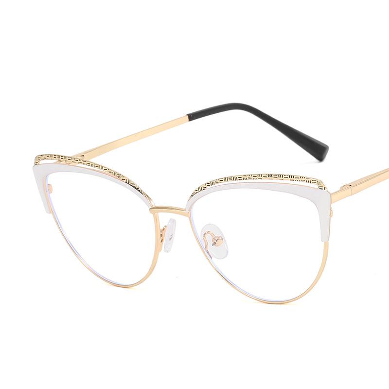 Женские студенческие повседневные очки для путешествий, анти-синий свет, модные индивидуальные художественные винтажные металлические простые очки «кошачий глаз»