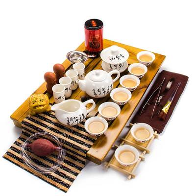 Горячая Распродажа Исинский Керамический Набор для Чайной Церемонии Kung Fu Поднос из Массива Дерева Чайник Набор для Чая Китайская Чайная Церемония набор kung fu