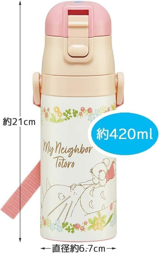 Skater Бутылка для воды из нержавеющей стали для питья прямо из горлышка 420 мл, чашка для питья 350 мл, Тоторо Мэй и Мэй, легкий тип, для девочек, Ghibli, тип малой вместимости