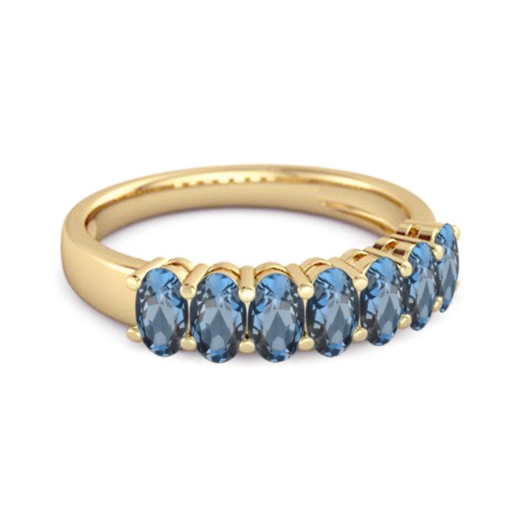 London Blue Topaz Oval Half Eternity Band Ring - 925 Sterling Silver Gold Vermeil