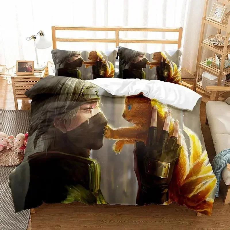 Uzumaki Uchiha Naruto Bedding Set Quilt Cover Sasuke Pillowcase Anime Cosplay Bedroom Duvet Cover Bedding Suit Birthday Gifts